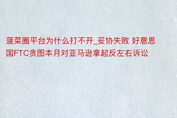 菠菜圈平台为什么打不开_妥协失败 好意思国FTC贪图本月对亚马逊拿起反左右诉讼