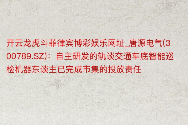 开云龙虎斗菲律宾博彩娱乐网址_唐源电气(300789.SZ)：自主研发的轨谈交通车底智能巡检机器东谈主已完成市集的投放责任